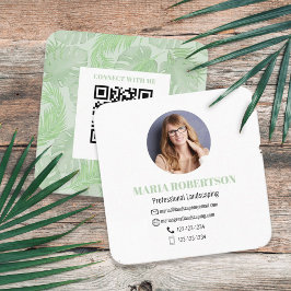 Anslut med mig | QR-kod Social Media Handflatan Lö Fyrkantigt Visitkort