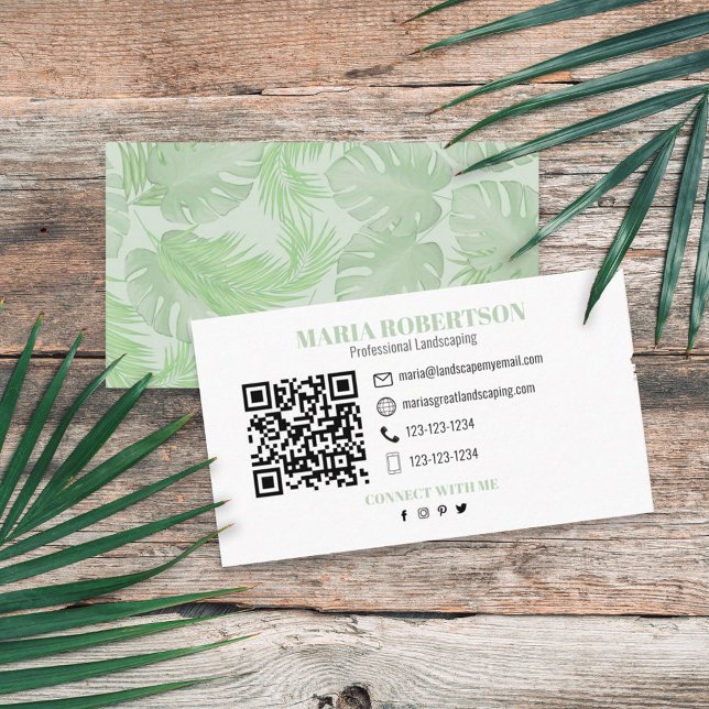 Anslut med mig | QR-kod Social Media Handflatan Lö Visitkort (Skapare uppladdad)
