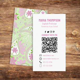 Anslut med mig Social Media QR-kod Paisley Visitkort