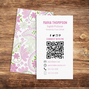 Anslut med mig Social Media QR-kod Paisley Visitkort