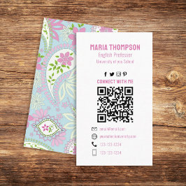 Anslut med mig | Social Media QR-kod Paisley Visitkort