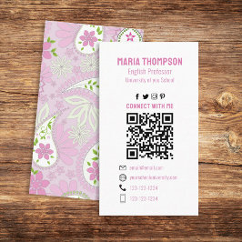 Anslut med mig | Social Media QR-kod Paisley Visitkort