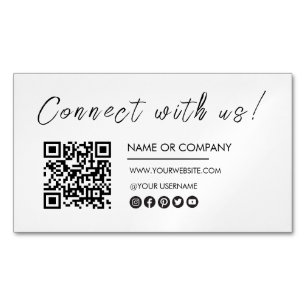 Anslut med oss Logotyp Qr-kod - minimalistisk vit Magnetiska Visitkort