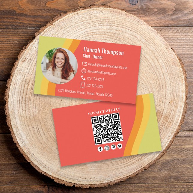 Anslut med oss | Modern fotofärgad QR-kod Visitkort (Skapare uppladdad)