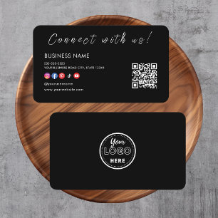 Anslut med oss Qr Code Social Media Logotyp Black Visitkort