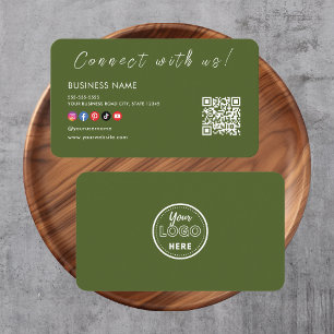 Anslut med oss Qr Code Social Media Moss-Grönt Visitkort