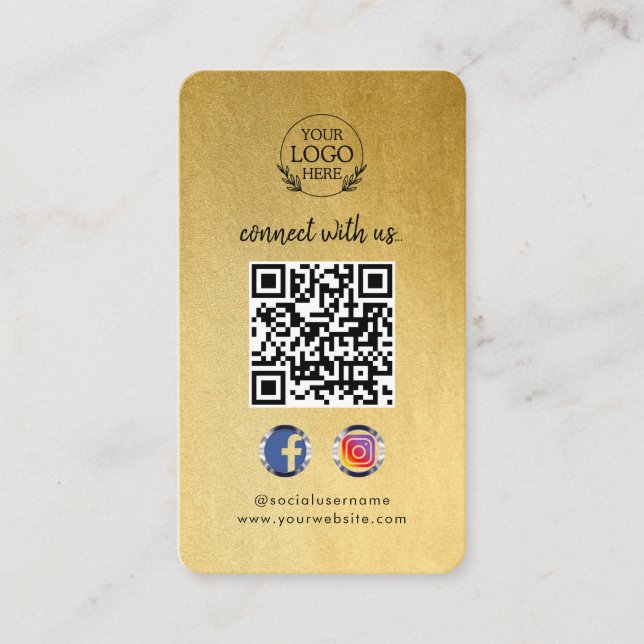 Anslut med oss | QR-kod för anpassningsbar Social  Visitkort (Framsida)