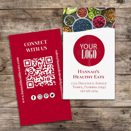 Anslut med oss | QR-Logotyp Modern Photo Red Visitkort