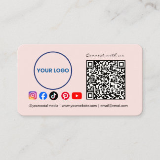Anslut med oss Social Media QR-kod Rosa Affärer Visitkort