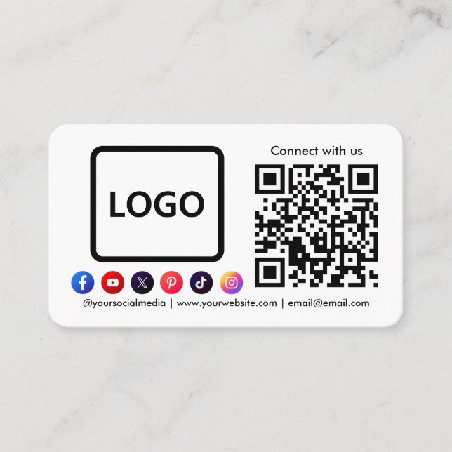Anslut med oss Trendiget QR-kod för Social Media Visitkort (Framsida)