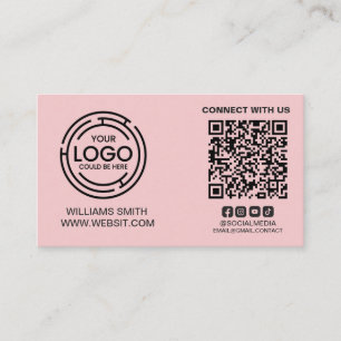 Anslut med Rosa för QR-kod för amerikanska Social- Visitkort