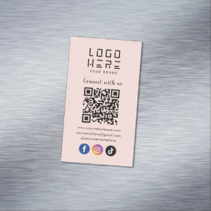 Anslut med Rosa för QR-kod för Social Media Magnetiska Visitkort