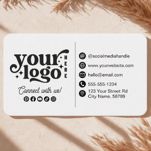 Anslut med Social Media Contact Info White Visitkort