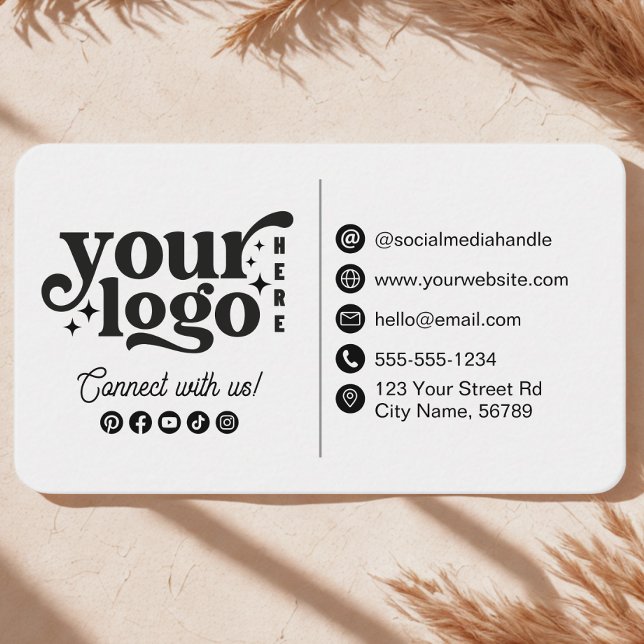 Anslut med Social Media Contact Info White Visitkort (Looking for a modern way to connect professionally? This white business card features stylish social)