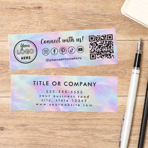 Anslut med Social Media Logotyp Iridescent Opal Mini Visitkort