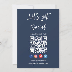 Anslut med Social Media Modern Navy Blue Inbjudningar