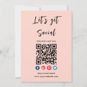 Anslut med Social Media Modern Rosa Inbjudningar