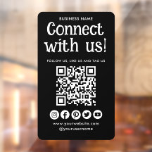 Anslut med Social Media QR-kod Modern Black