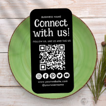 Anslut med Social Media QR-kod Modern Black