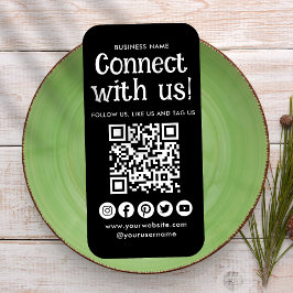 Anslut med Social Media QR-kod Modern Black Visitkort