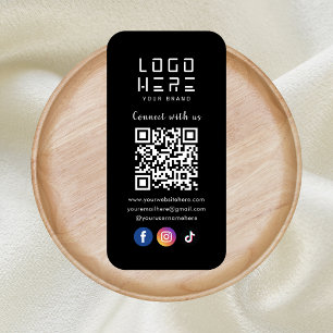 Anslut med Social Media QR-kod Modern Black Visitkort