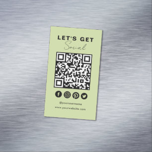 Anslut med Social Media QR-kod, sommartid, Grönt Magnetiska Visitkort