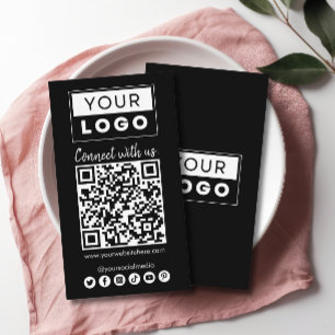 Anslut med Social Media QR-kod svart Visitkort