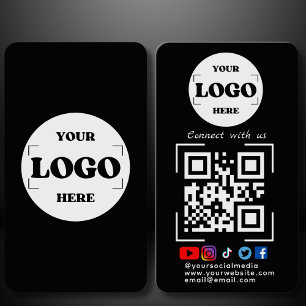 Anslut med Social Media QR-kod svart Visitkort
