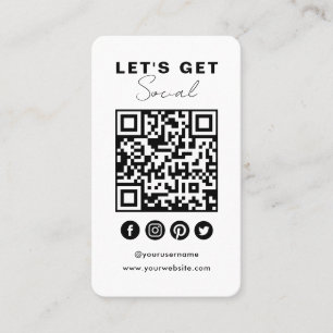 Anslut med Social Media QR-kod vit Visitkort