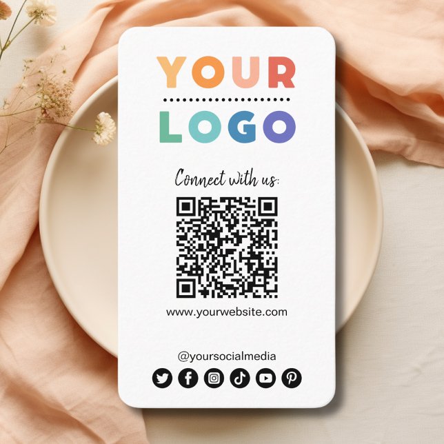 Anslut med Social Media QR-kod vit Visitkort (connect with us business card white)