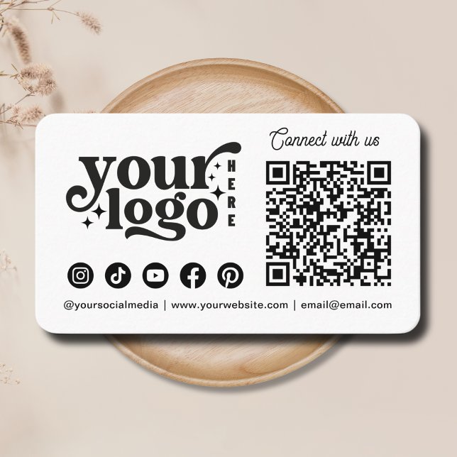 Anslut med Social Media QR-kod vit Visitkort (Connect with us Social Media QR Code White Business Card)