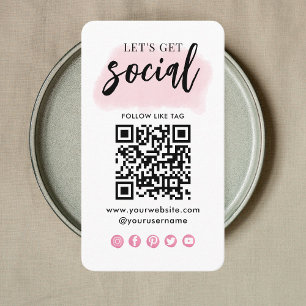 Anslut med Social Media QR-kodmodern Rosa Visitkort