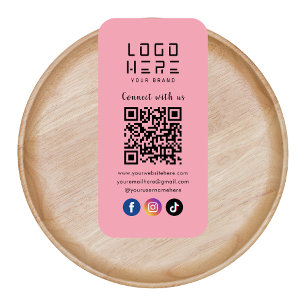 Anslut med Social Media QR-kodmodern Rosa Visitkort
