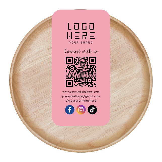 Anslut med Social Media QR-kodmodern Rosa Visitkort (Skapare uppladdad)