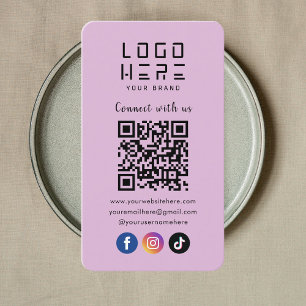 Anslut med Social Media QR-kodsmjuk Lila Visitkort