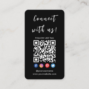 Anslut med Social Media QR-Logotyp Modern Visitkort