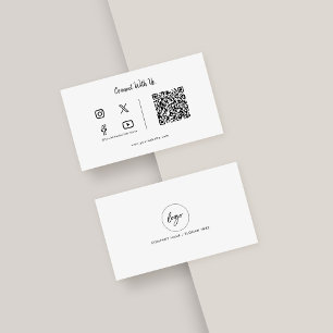Anslut med Social-medieikonen för minimal QR-kod f Visitkort