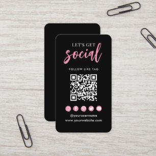 Anslut med svart Rosa för QR-kod i Social Media Visitkort