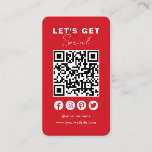 Anslut med US Social Media QR-kod Classic Red Visitkort