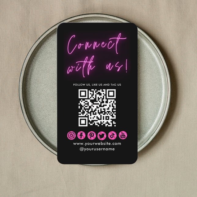 Anslut med USA Black Rosa QR-kodmediet Social Visitkort (Skapare uppladdad)