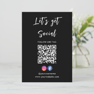 Anslut med USA Instagram Facebook Qr Code Black Inbjudningar