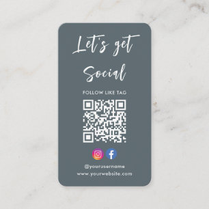 Anslut med USA Instagram Facebook Qr Code Grått Visitkort