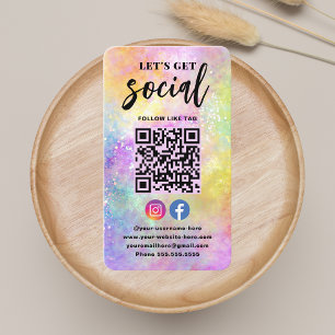 Anslut med USA QR Code Holo Opal Modern Snyggt Visitkort