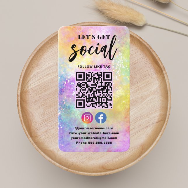 Anslut med USA QR Code Holo Opal Modern Snyggt Visitkort (Skapare uppladdad)