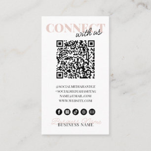 Anslut med USA QR-kod Modern Rosa Script Company Visitkort