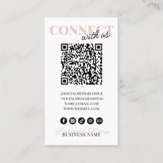 Anslut med USA QR-kod Modern Rosa Script Company Visitkort