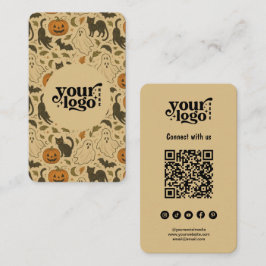 Anslut med USA QR-kod Retro Spooky Halloween Visitkort
