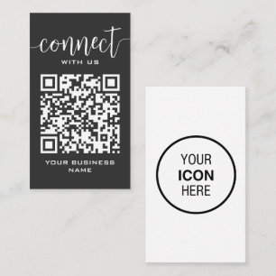 Anslut med USA QR-Mörk Grått Modern Minimal Visitkort