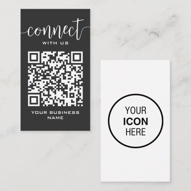 Anslut med USA QR-Mörk Grått Modern Minimal Visitkort (Fram/baksida)