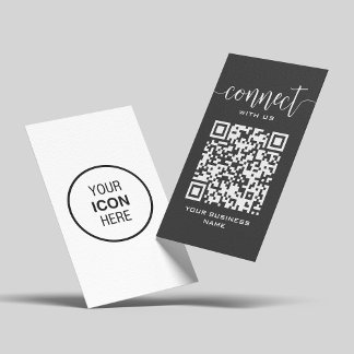 Anslut med USA QR-Mörk Grått Modern Minimal Visitkort